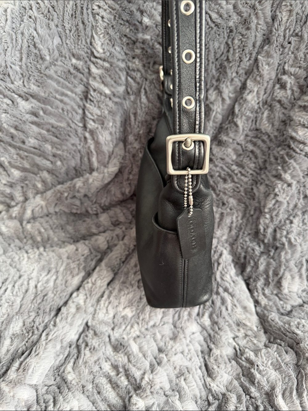 Vintage Y2K Coach Black Leather Crossbody Shoulder Bag - Picture 2 of 10